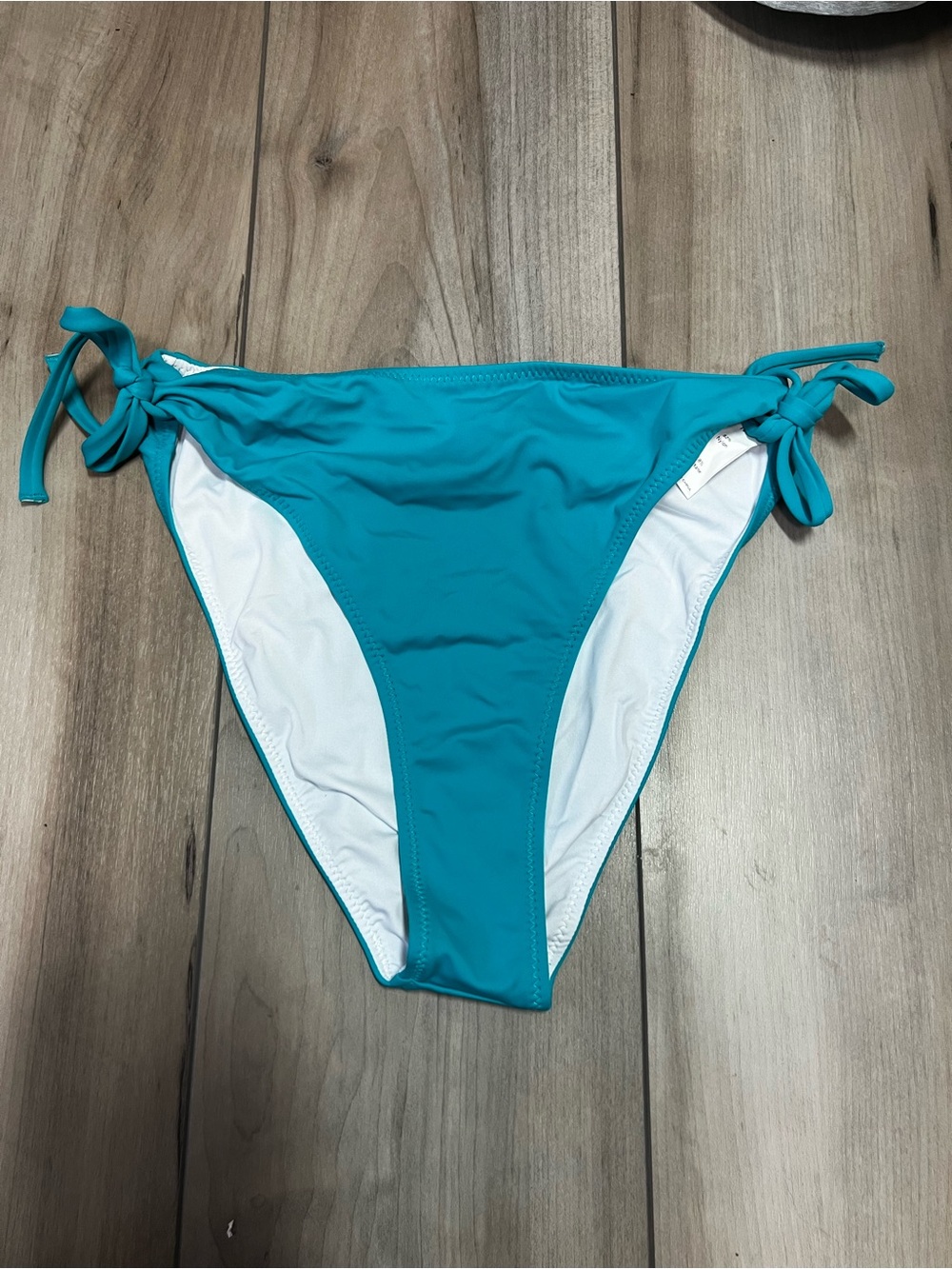 Halara Women’s Teal Blue Bikini Bottom w/ Side-Tie Accent Swim Sz Medium